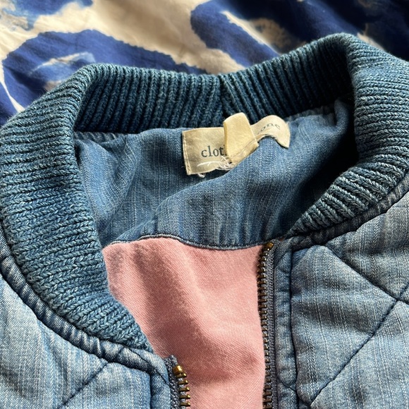 Anthropologie Cloth & Stone Quilted Chambray Bomber Jacket size XS - Picture 15 of 16